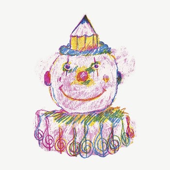 Pencil colored clown collage element | Free PSD - rawpixel