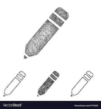 Pencil icon set - sketch line art vector image