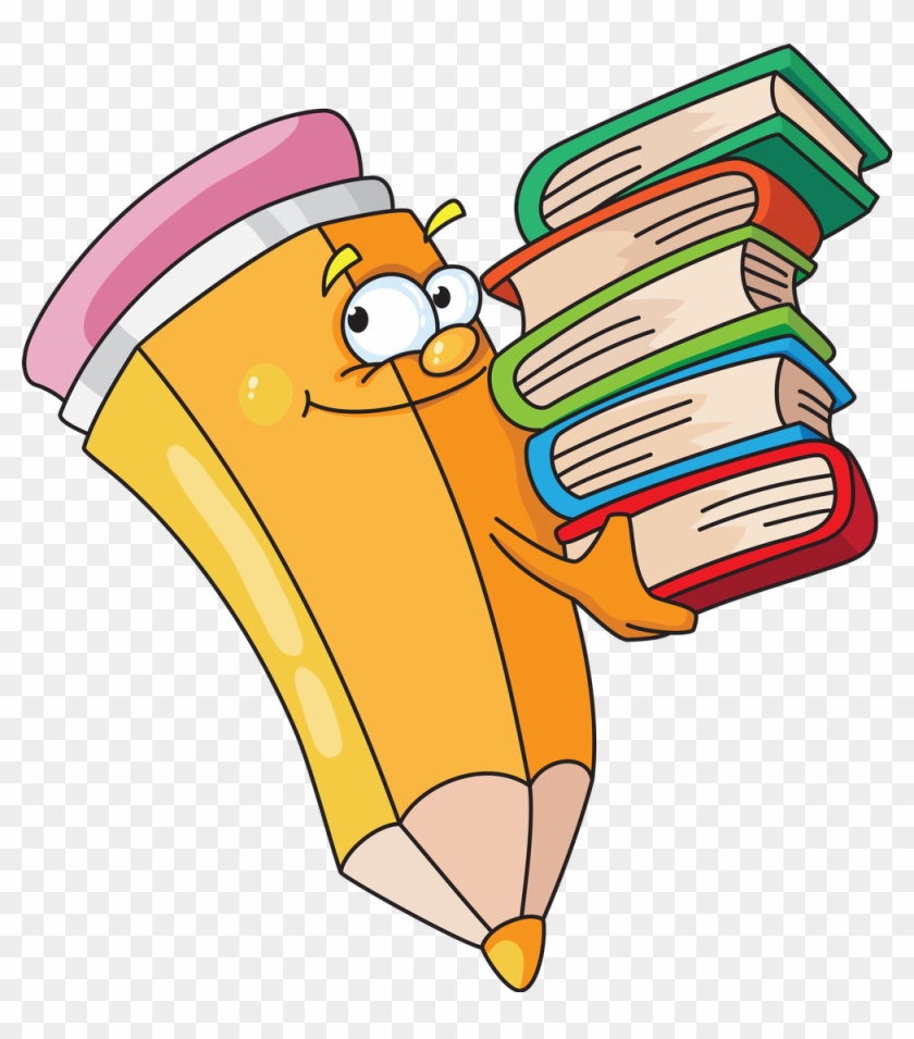 Pencils And Books Cartoon