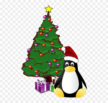 Penguin And Christmas Tree Ornament (round)