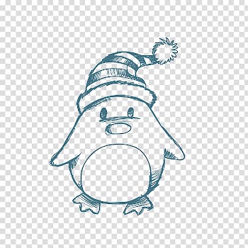 Penguin Drawing Christmas Doodle, Painted Penguin transparent background PNG clipart