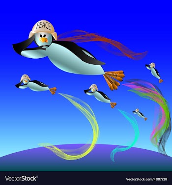 Penguin flies vector image