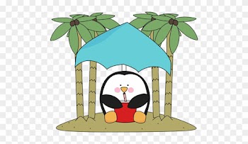 Penguin On An Island - Penguin With Palm Tree