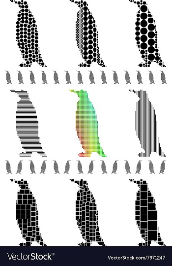 Penguin Silhouette Set vector image