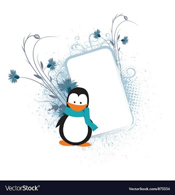 Penguin with floral frame vector image