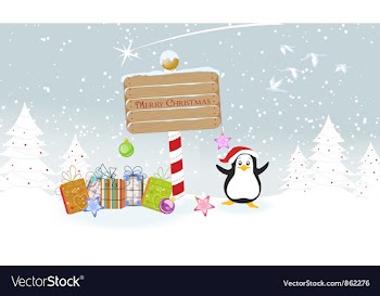 Penguin with presents vector image