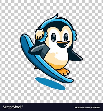 penguins surfing