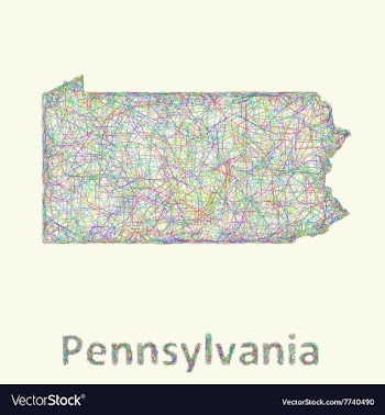 Pennsylvania line art map vector image