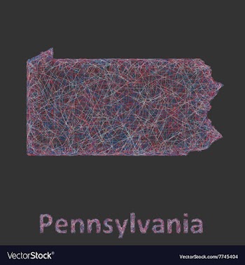 Pennsylvania line art map vector image