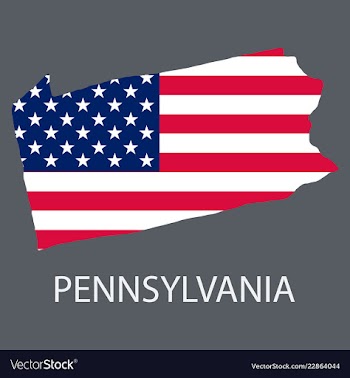 Pennsylvania state of america with map flag print vector image