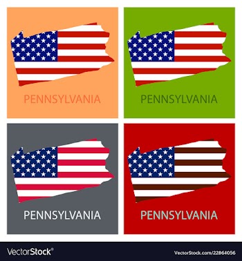 Pennsylvania state of america with map flag print vector image
