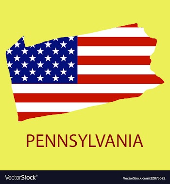 Pennsylvania state of america with map flag print vector image