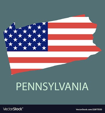 Pennsylvania state of america with map flag print vector image