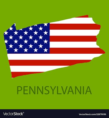 Pennsylvania state of america with map flag print vector image