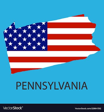 Pennsylvania state of america with map flag print vector image