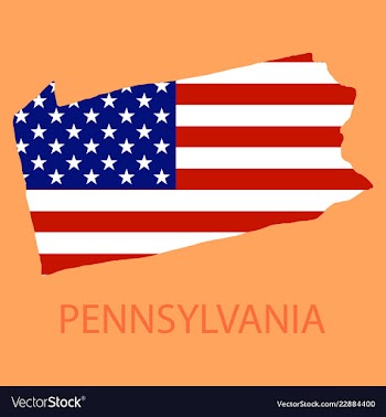 Pennsylvania state of america with map flag print vector image