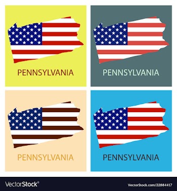 Pennsylvania state of america with map flag print vector image