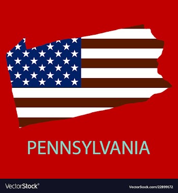 Pennsylvania state of america with map flag print vector image