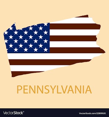 Pennsylvania state of america with map flag print vector image