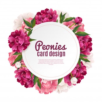 Peony frame card Free Vector