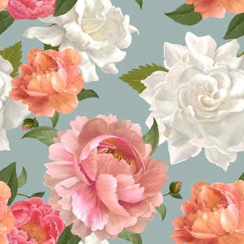 Peony patterned wallpaper