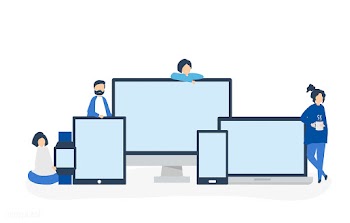People and digital devices with copy space | Free stock vector - 477992