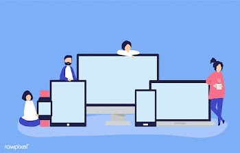 People and digital devices with copy space | Free stock vector - 478268