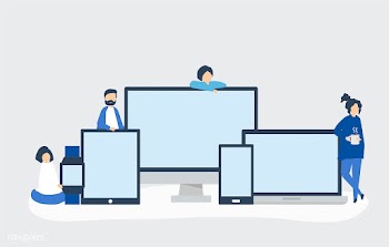 People and digital devices with copy space | Free stock vector - 479279