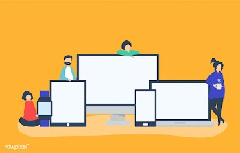People and digital devices with copy space | Free stock vector - 479292
