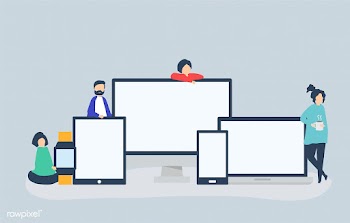 People and digital devices with copy space | Free stock vector - 479949