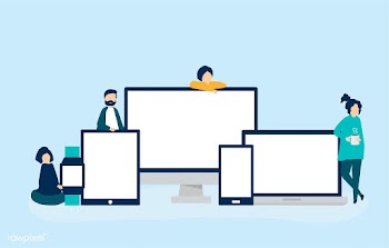 People and digital devices with copy space | Free stock vector - 480110