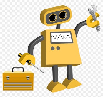 People And Technology Cartoon Set Vector - Robot 84