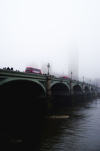 People and Vehicles on Bridge