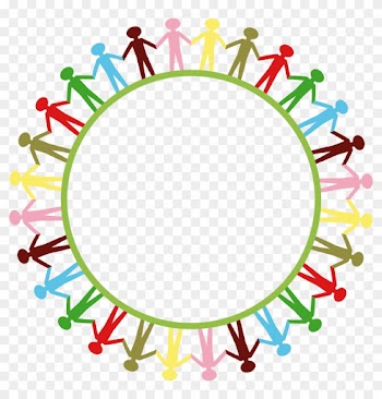 People Around Circle Holding Hands Clip Art - We Are Big Family