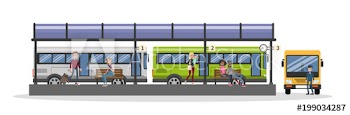 People at bus station