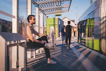 People at tram stop