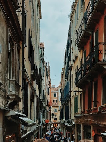 People Between Buildings