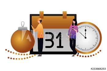 people calendar ball clock happy new year