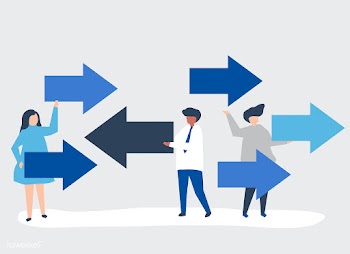 People carrying arrows in the opposite direct.. | Free stock vector - 479441