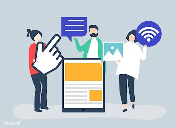 People carrying different icons related to on.. | Free stock vector - 478297