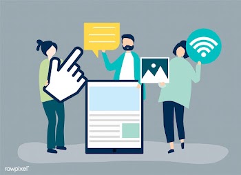 People carrying different icons related to on.. | Free stock vector - 478774