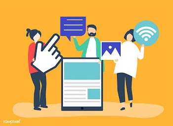 People carrying different icons related to on.. | Free stock vector - 479347
