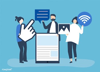 People carrying different icons related to on.. | Free stock vector - 480145