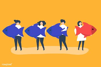 People carrying fish icons in leadership conc.. | Free stock vector - 480963
