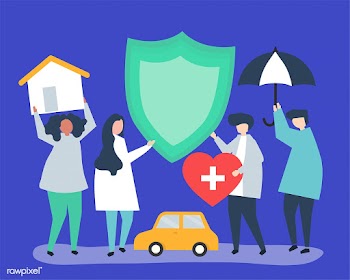 People carrying icons related to insurance | Free stock vector - 478537
