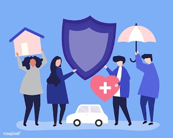 People carrying icons related to insurance | Free stock vector - 479393