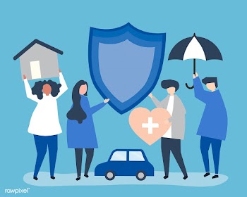 People carrying icons related to insurance | Free stock vector - 480719