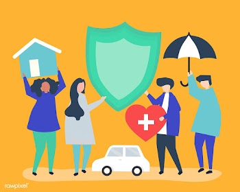 People carrying icons related to insurance | Free stock vector - 480798