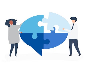People carrying jigsaw pieces of a speech bub.. | Free stock vector - 478584