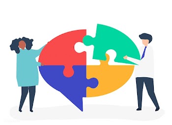 People carrying jigsaw pieces of a speech bub.. | Free stock vector - 478624